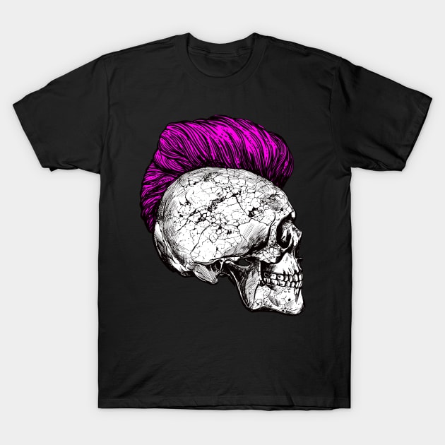 Skeleton skull with iro hairstyle in pink T-Shirt by FashionBlack